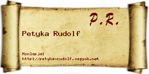 Petyka Rudolf névjegykártya